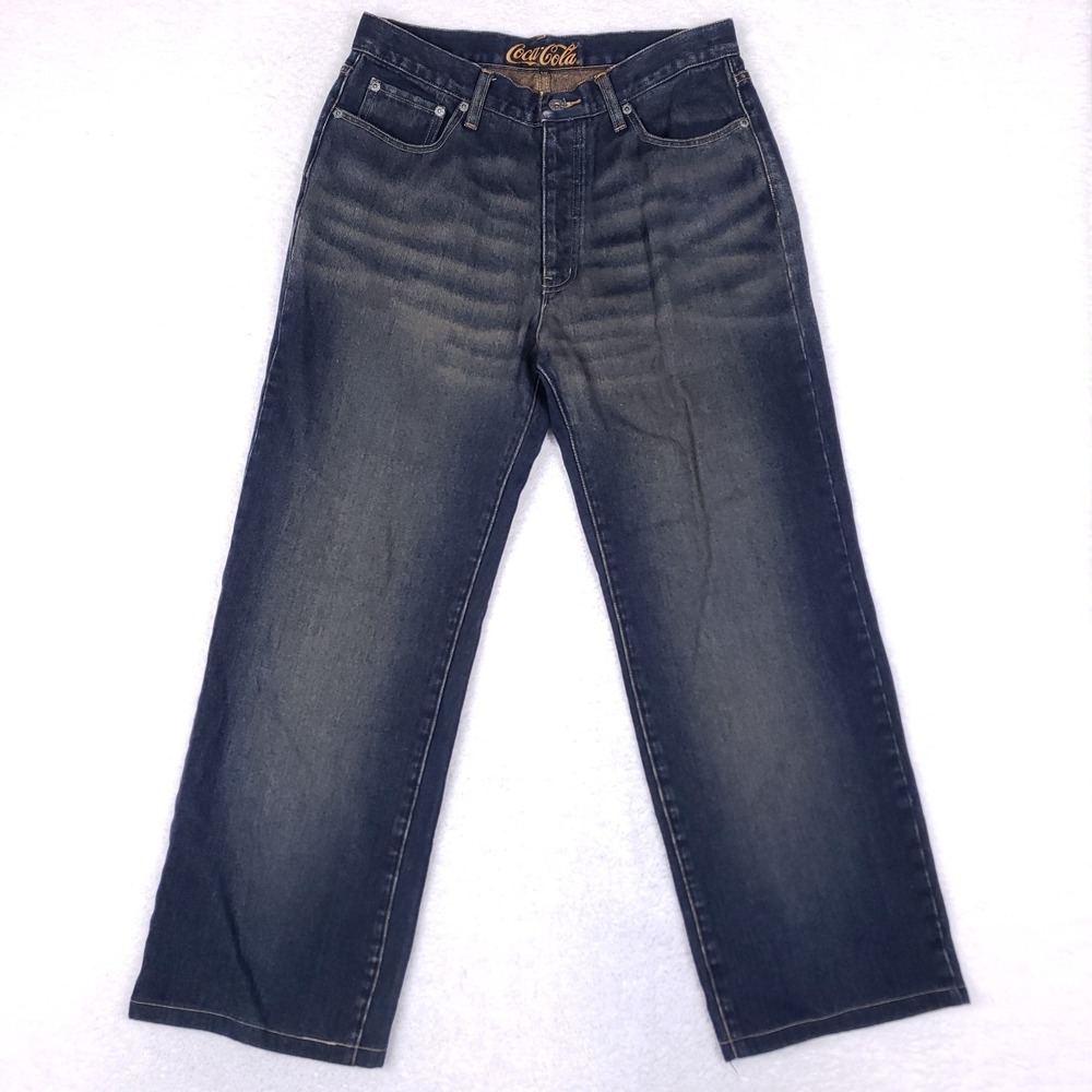 Coca-Cola Ware Vintage Baggy Wide Leg Jeans 24 Blue